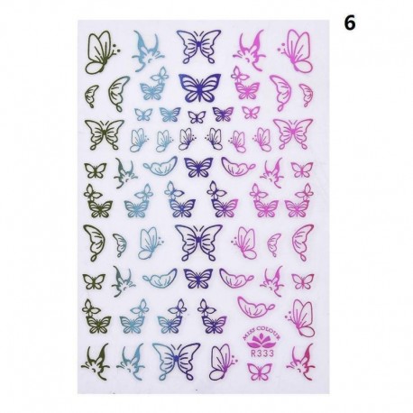 Ideiglenes köröm tetoválás - vízálló matrica - unisex - Pillangó mintás - 6-os verzió