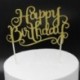 Happy Birthday - Arany színű akril tortadísz szülinapra