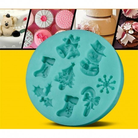Kerek - Karácsonyi mintás szilikon csokoládéforma - fondant forma
