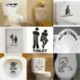 * 3 - Új WC-ülőkék falra idéző matrica Fürdőszoba dekorációs matrica Vinyl Art Decor