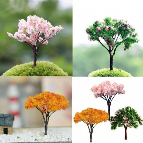 Nincs szín - 3X Sakura fa miniatűr növényi cserepek tündér dísz barkácsolás Bonsai kerti dekoráció