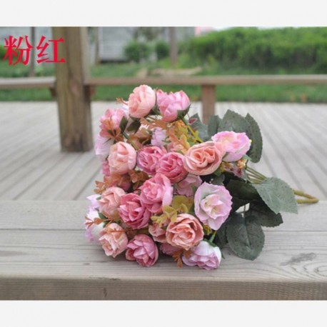 Rózsaszín - USA 21 fej mesterséges selyem rózsa csokor hamis virág virág esküvői party dekoráció