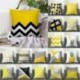 D - UK_Fashion Geometriai párna mustársárga és szürke lakberendezési kanapéhuzat