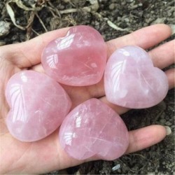 Nincs szín - FORRÓ szív alakú természetes rózsakvarc kristály pálma gyógyító szerelem drágakő rózsaszín AU