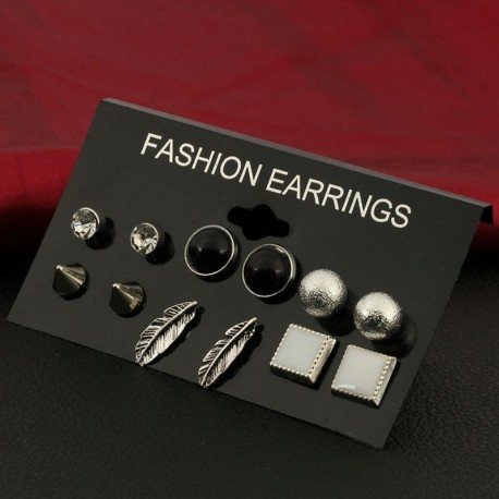 6 pár / készlet - 24 pár divat női strasszos kristály gyöngy fülbevaló ékszer ajándék