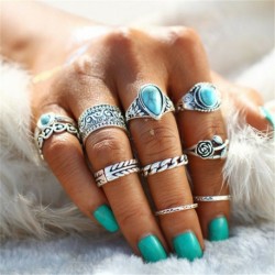 A24-10Pcs / Ezüst szett - 12db ezüst / arany Boho verem sima csülök felett Midi ujj gyűrűk készlet ajándék
