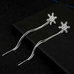 * 2 bojt fülbevaló (8cm hosszú) - Ezüst csillag hópehely strasszos kristály karácsonyi fülbevalók nyaklánc ékszer