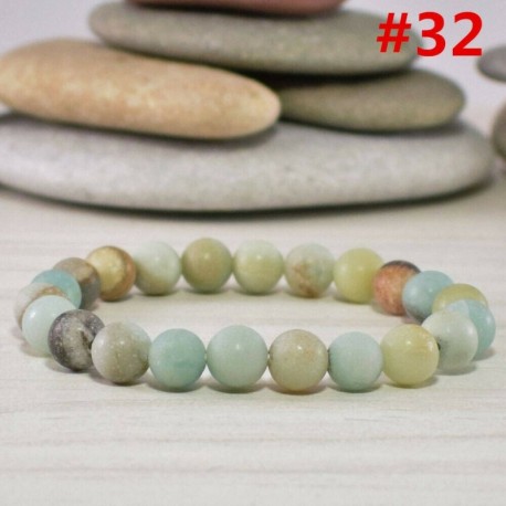 * 32 Amazonit gyöngy (8MM) - Férfi természetes lávakő drágakő gyöngy karkötő Buddha fej varázsa gyöngyös karkötő