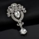 Nincs szín - Nagy virág strassz kristály Diamante ezüst bross esküvői menyasszonyi bross AU