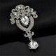 Nincs szín - Nagy virág strassz kristály Diamante ezüst bross esküvői menyasszonyi bross AU