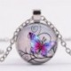Kék teknős - Vintage Retro Butterfly Dragon Cabochon bronz üveglánc medál nyaklánc