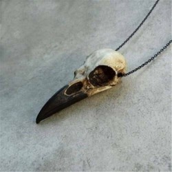 Nincs szín - 3D Raven koponya nyaklánc gyanta másolat Raven Crow gótikus ajándék goth koponya ékszerek