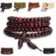 * 4 Piros - 6mm 108 gyöngy természetes szantálfa buddhista Buddha fa ima Mala karkötő ajándék