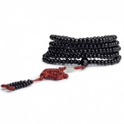 * 4 Fekete - 6mm 108 gyöngy természetes szantálfa buddhista Buddha fa ima Mala karkötő ajándék