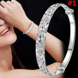 * 1 - Női 925 ezüst virág mandzsetta karperec karkötő karkötő esküvői menyasszonyi ékszerek Egyesült Királyság