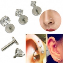 3mm - 16G drágakő kerek Tragus ajak gyűrű Monroe fülcsap fülbevaló test porc piercing
