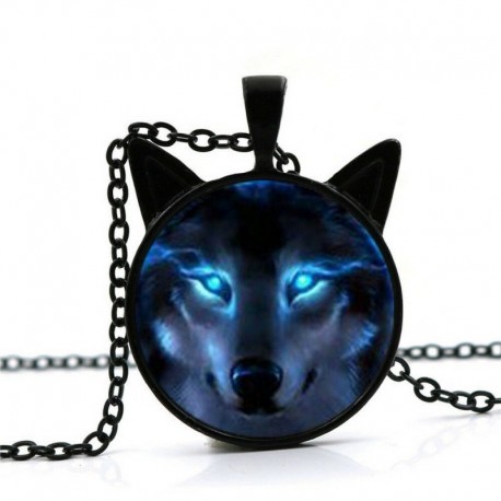 Wiccan Wolf nyaklánc - Vintage punk üveg Cabochon bronz lánc pillangó medál nyaklánc ékszerek