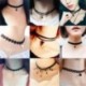 * 47 - Vintage retro fekete csipke kristály varázsa medál choker nyaklánc gótikus ékszerek