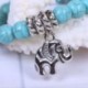 Nincs szín - Divat természetes kék türkiz kő gyöngy Tibet ezüst elefánt báj karkötő