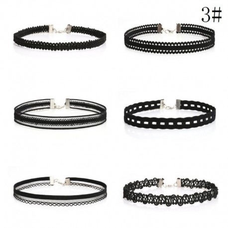 6db / 9. készlet - 10db / készlet gótikus bársonyos tetoválás csipke choker gallér medál nyaklánc punk ékszerek