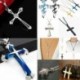 * 15 Piros - Unisex divat 925 ezüst rozsdamentes acél kereszt medál lánc nyaklánc ékszer