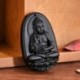 Irgalmasság istennője - Férfi nők fekete természetes Obszidián faragott Buddha medál nyaklánc kötél ékszerek