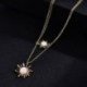 Arany - Boho női többrétegű hosszú láncú napraforgó medál choker nyaklánc ékszer ajándék