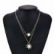 Arany - Boho női többrétegű hosszú láncú napraforgó medál choker nyaklánc ékszer ajándék