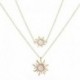 Ezüst - Boho női többrétegű hosszú láncú napraforgó medál choker nyaklánc ékszer ajándék