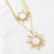 Ezüst - Boho női többrétegű hosszú láncú napraforgó medál choker nyaklánc ékszer ajándék