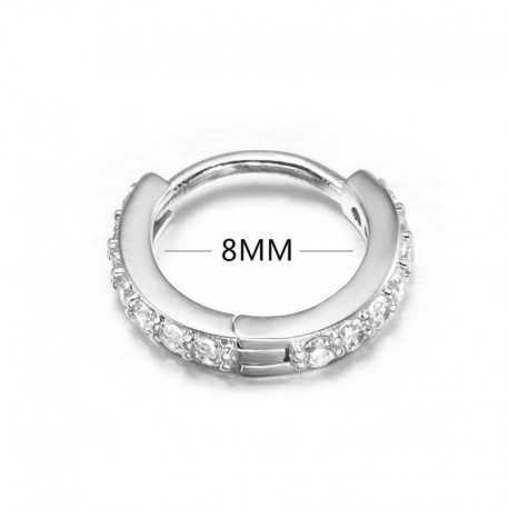 Ezüst-8mm - Septum Clicker Piercing ajakporc Tragus fülgyűrű karika csapok fülbevaló ékszerész
