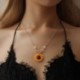 * 3 Nyaklánc Rose Gold - Napraforgó medál nyaklánc fülbevaló női utánzat gyöngy ékszer pulóverlánc