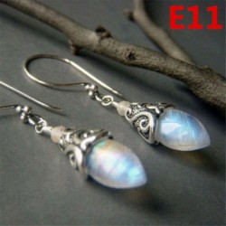 * E11 (27x45mm) - 925 Ezüst vegyes holdkő opál rubin topáz dangle drop fülbevalók fülhorog ékszerek