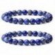 Nincs szín - 8 mm-es természetes kék Lapis lazuli kerek drágakő nyújtható gyöngy karperec karkötő ajándék