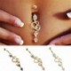 * 5 Arany - CZ súlyzó hasi gomb köldökgyűrű női kristályvirág testpiercing ékszerek