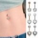 * 5 Arany - CZ súlyzó hasi gomb köldökgyűrű női kristályvirág testpiercing ékszerek