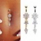 * 5 Arany - CZ súlyzó hasi gomb köldökgyűrű női kristályvirág testpiercing ékszerek