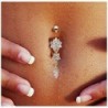 * 1 Arany - CZ súlyzó hasi gomb köldökgyűrű női kristályvirág testpiercing ékszerek