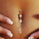 * 2 Arany - CZ súlyzó hasi gomb köldökgyűrű női kristályvirág testpiercing ékszerek