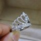9. - Divat 925 ezüst korona fehér zafír Birthstone esküvői nászgyűrű Sz 6-10