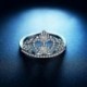 9. - Divat 925 ezüst korona fehér zafír Birthstone esküvői nászgyűrű Sz 6-10