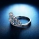9. - Divat 925 ezüst korona fehér zafír Birthstone esküvői nászgyűrű Sz 6-10