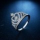 6. - Divat 925 ezüst korona fehér zafír Birthstone esküvői nászgyűrű Sz 6-10
