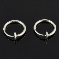 Ezüst - Punk 2db hamis orrajkak gyűrű rugós kapcsos karika fülbevaló unisex piercing septum