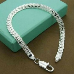 Nincs szín - 925 szilárd ezüst karkötő divat ékszerek nők 5 mm-es kígyólánc karperec ajándék JP