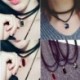 * 4 - Gótikus punk fekete csipke retro choker gallér nyaklánc ékszer csipke virág medál