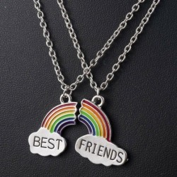 * 4 - ÚJ LEGJOBB BARÁT 2 Medál Nyaklánc Félszívű ezüst BFF barátság HOT