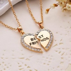 * 9 - ÚJ LEGJOBB BARÁT 2 Medál Nyaklánc Félszívű ezüst BFF barátság HOT