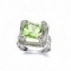 7 - 925 Ezüst Prehnite & White Topaz elegáns esküvői eljegyzési gyűrű ékszer Sz6-10