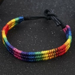 Nincs szín - Meleg büszkeség LMBT szivárvány Unisex leszbikus biszexuális transz kötél karkötő ékszer ajándék